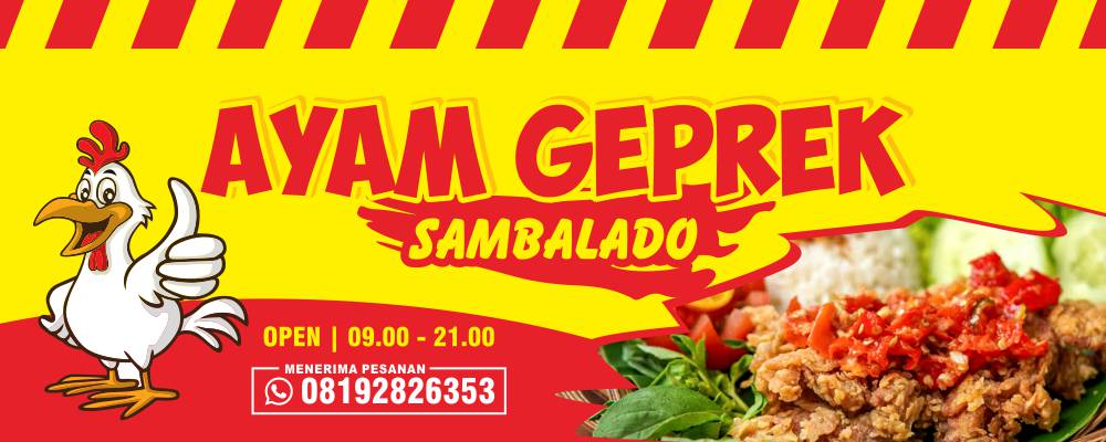 Download Template Banner Ayam Geprek CDR Mas Vian