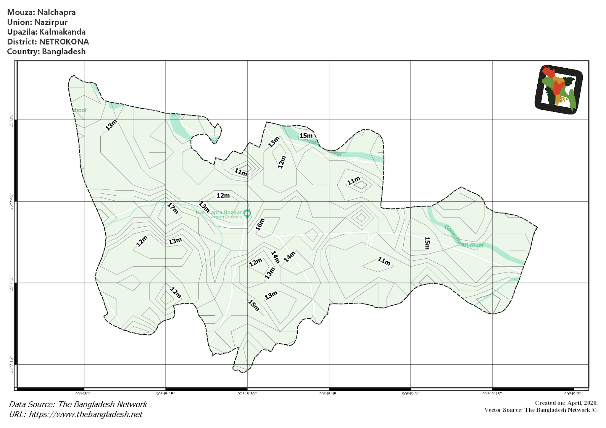 Map of Nalchapra Mouza of Kalmakanda Upazila, NETROKONA Map of Nalchapra Mouza of Kalmakanda Upazila, NETROKONA, Bangladesh.