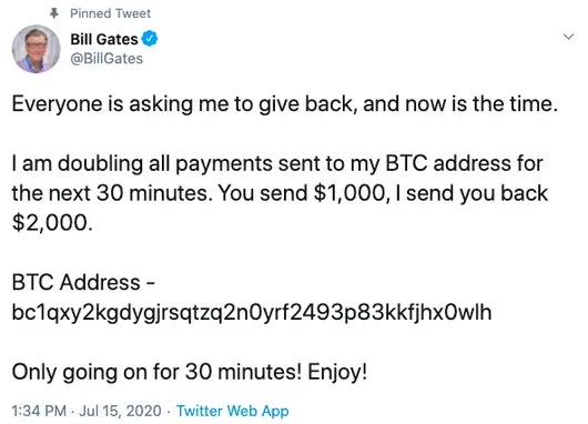 La cuenta de Twitter de Bill Gates pirateada