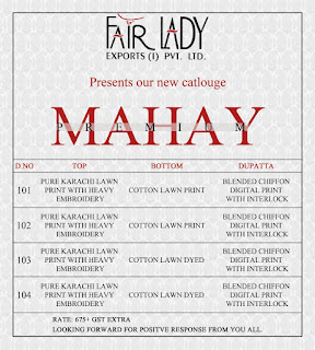 Fair lady Mahay Sana Safinaz Pakistani Suits Catalog wholesaler