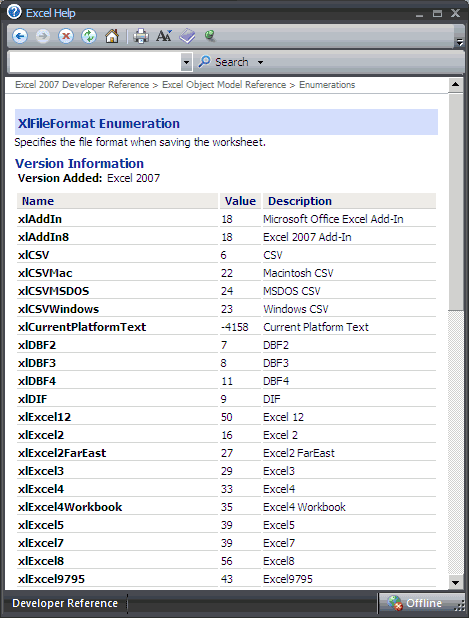 Xlfileformat Enumeration | XlFileFormat Enumeration (Excel) – TRXP