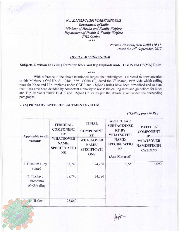 Sibaprasad Chakraborty Revision Of Ceiling Rates For Knee