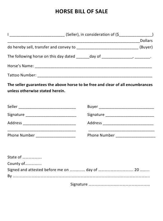 Equine Bill Of Sales Medical Resume