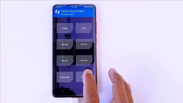 click on reboot for rebooting on recovery  mode again click on reboot in twrp recovery