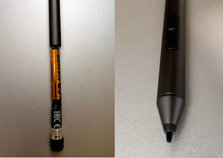 ペンの分解したものとペンの先端