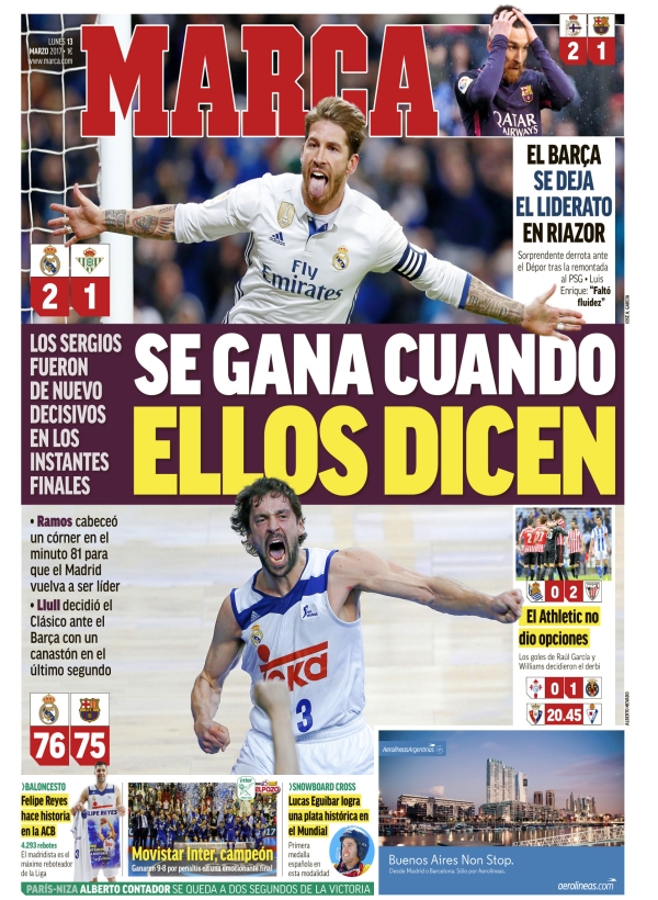 Real Madrid, Marca: "Se gana cuando ellos dicen"