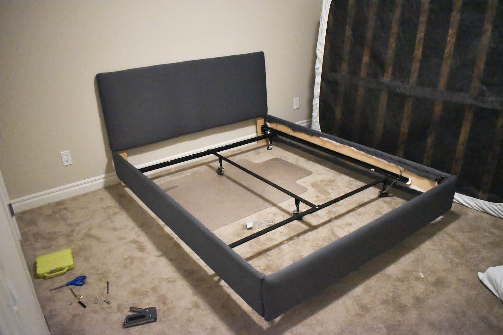 How To Turn A Metal Bed Frame Into An Upholstered Bed | Leah Maria Designs