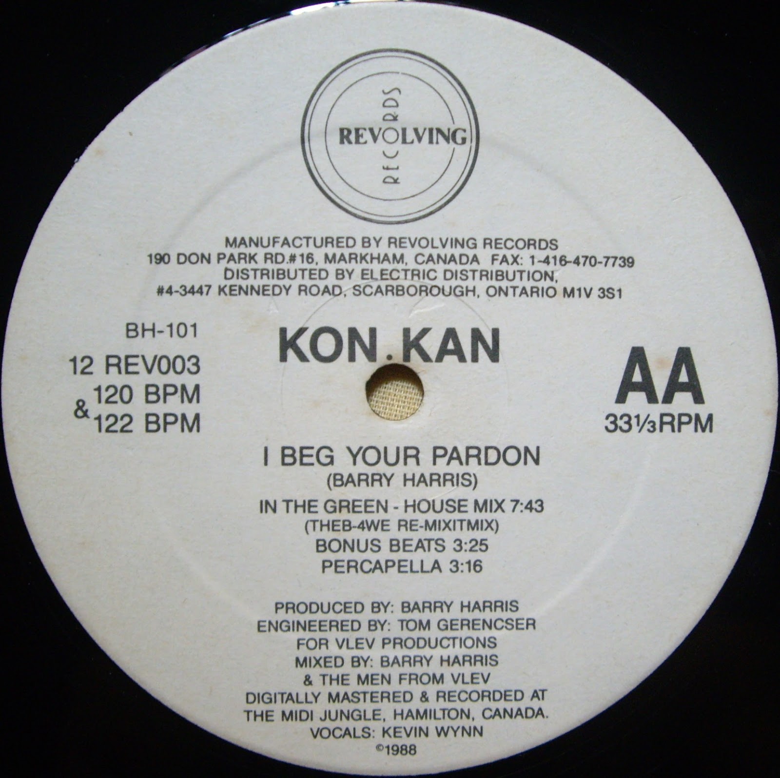 Universo Dance Kon Kan ‎ I Beg Your Pardon (Revolving Records ‎ 12
