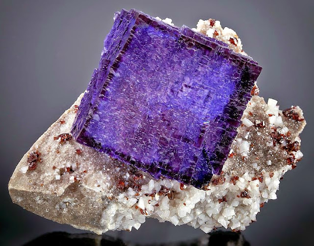 Purple Fluorite Set Atop Sparkling Dolomite
