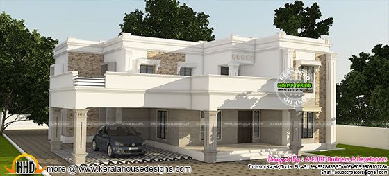 Luxurious flat roof home plan