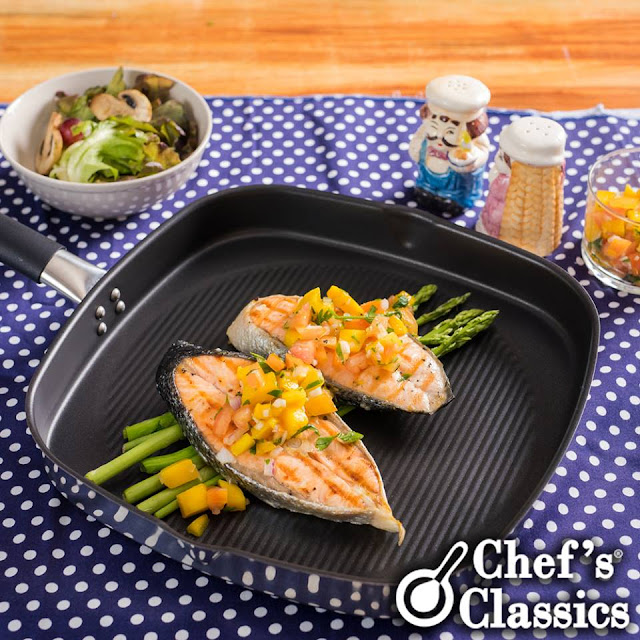 Grilled Salmon with Mango-Tomato Salsa Recipe