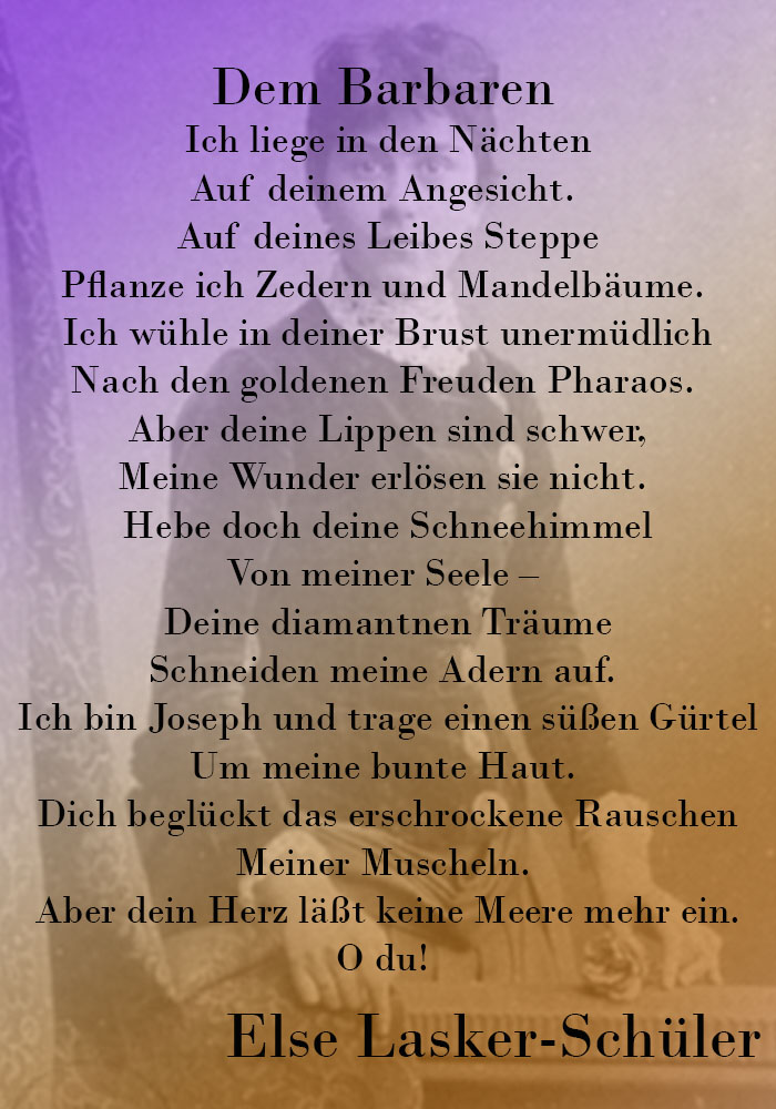 Start Der Deutschen Dichtung Liebeslyrik Von Else Lasker Schuler