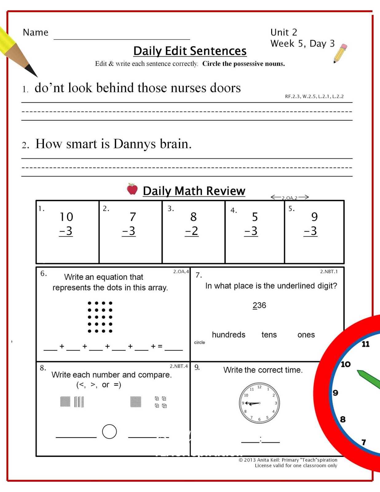 A Peek at a Common Core Week - Primary Teachspiration