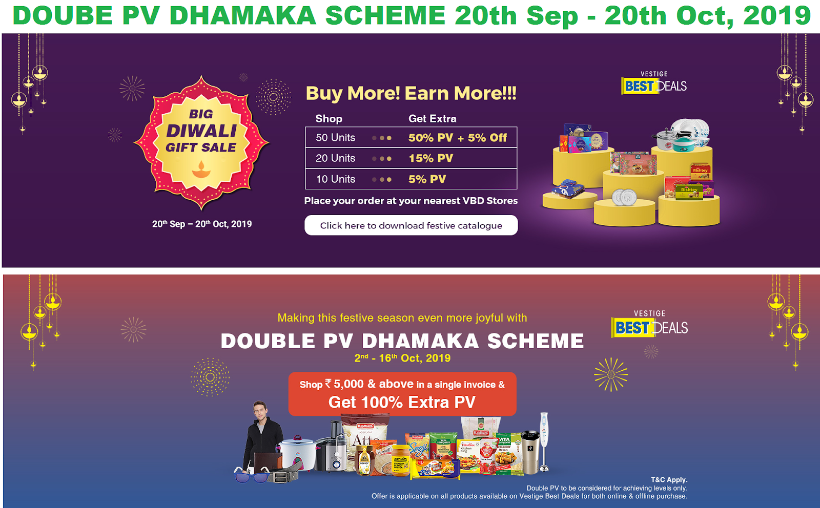 Vestige Best Deal Double PV Dhamaka Scheme 20th Sep 20th Oct 2019