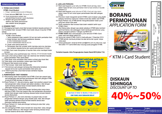 Borang Permohonan Kad Diskaun KTMB iCard 2016