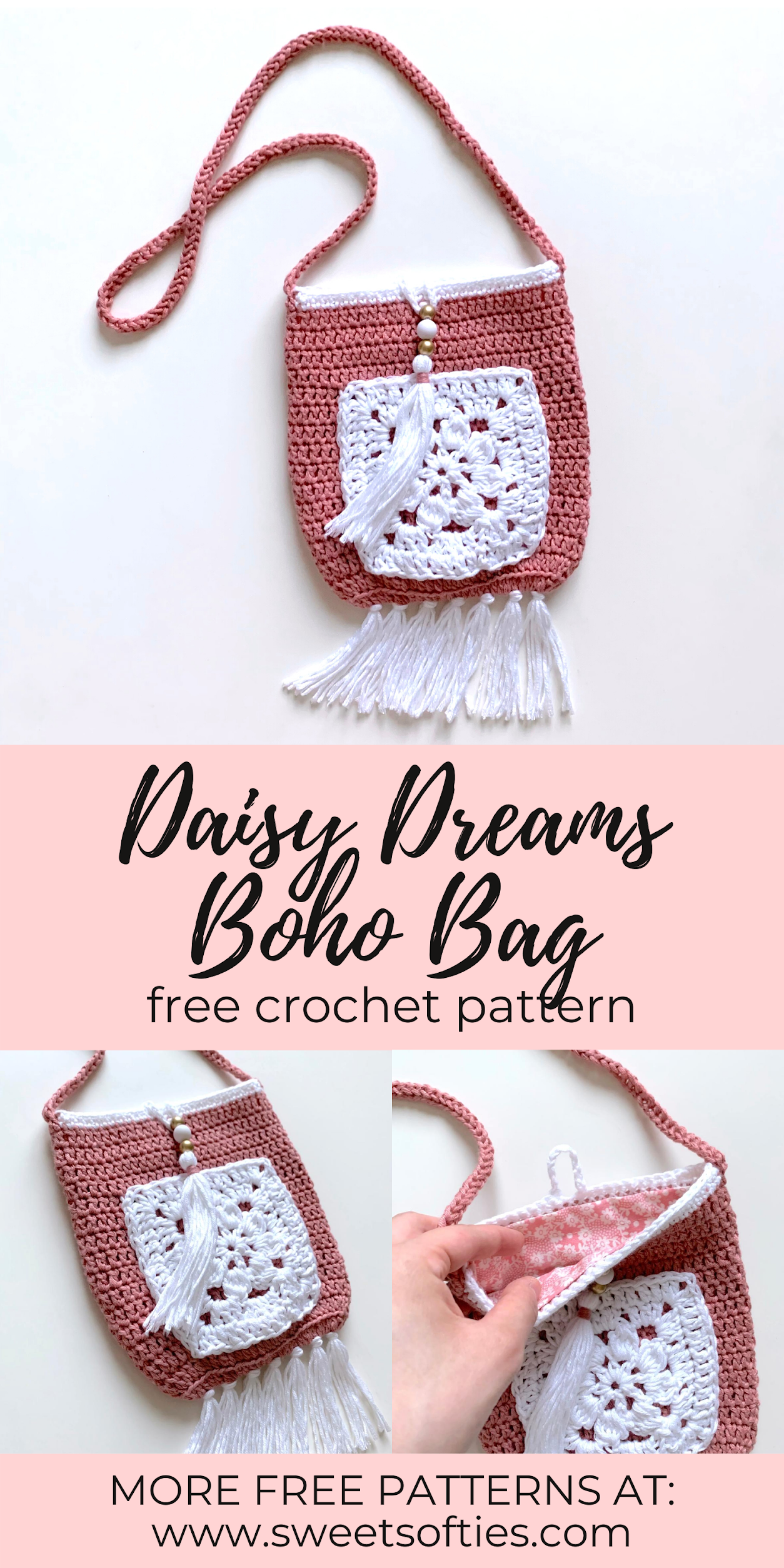 Bohemian Crochet Sling Bag With Key-chain
