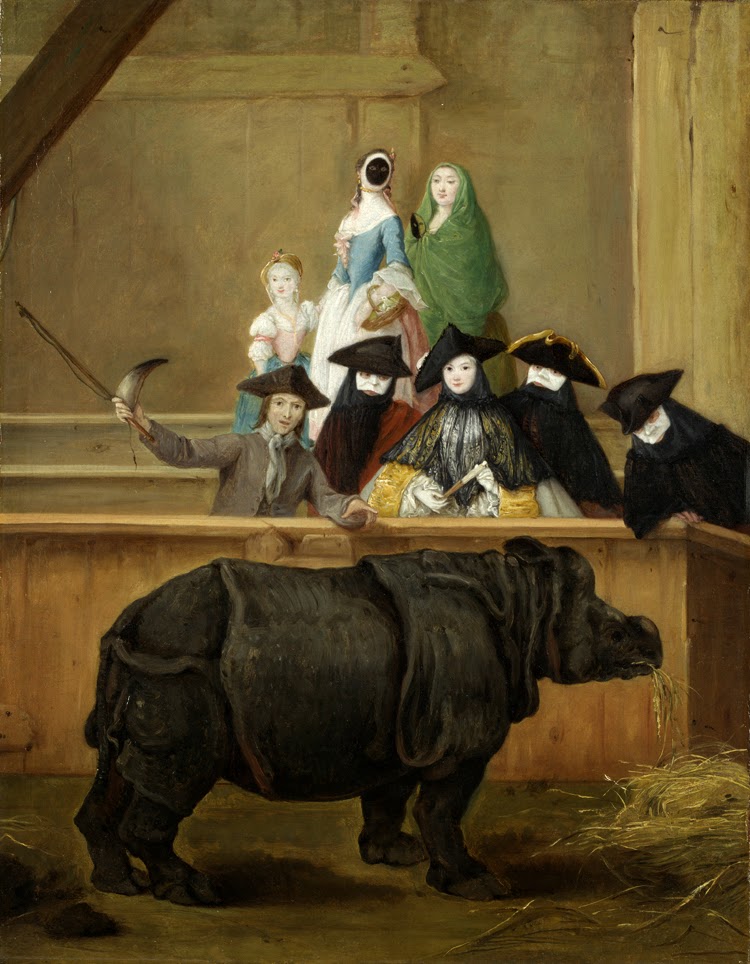 Pietro Longhi, Exhibición de un rinoceronte en Venecia - Clara la rinoceronte