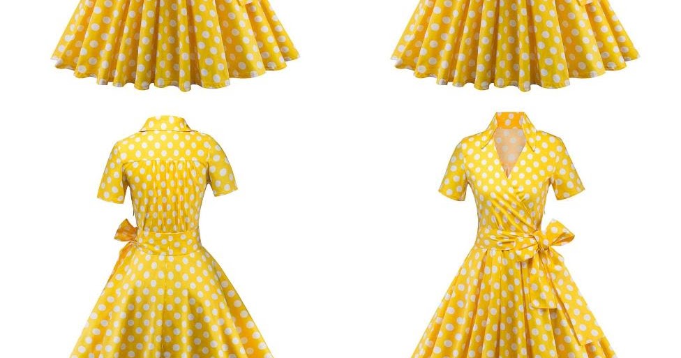 Cheap Designer Clothes Womens Woen Elegent ALine Dress OlkDot Rinting Rty Vestidos Turndown