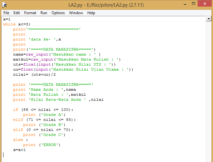 PROGRAM MENCARI GRADE PADA PYTHON