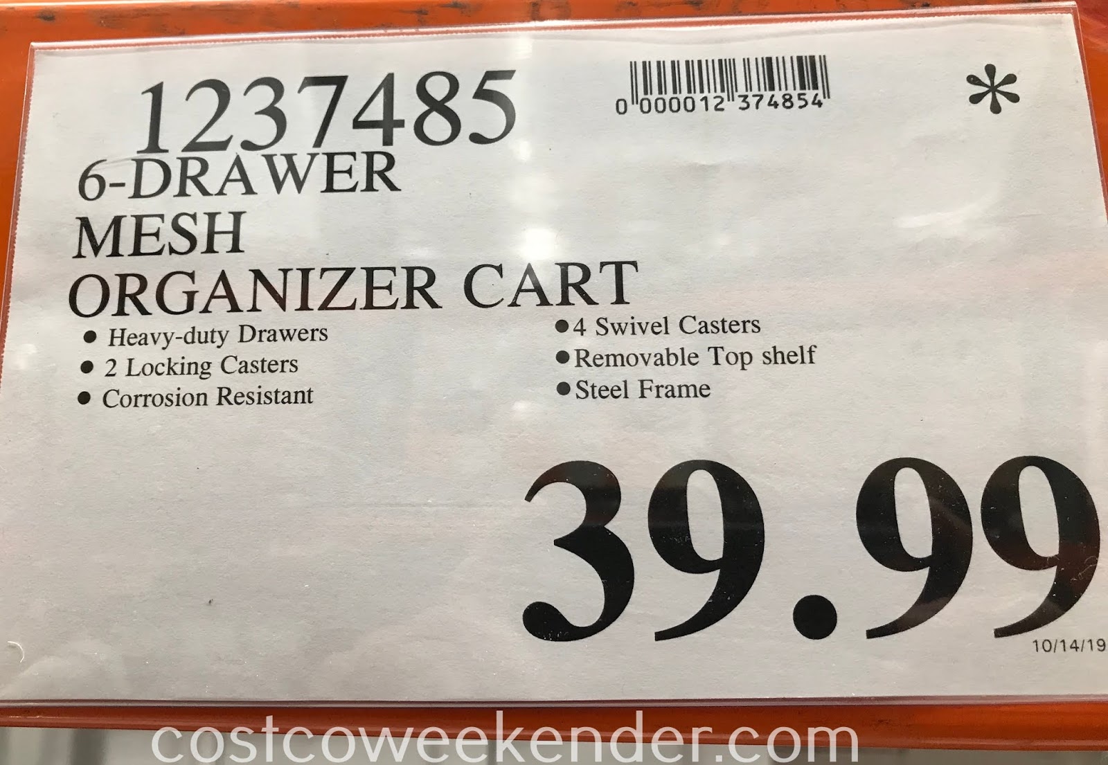 Seville Classics 6Drawer Rolling Organizer Costco Weekender