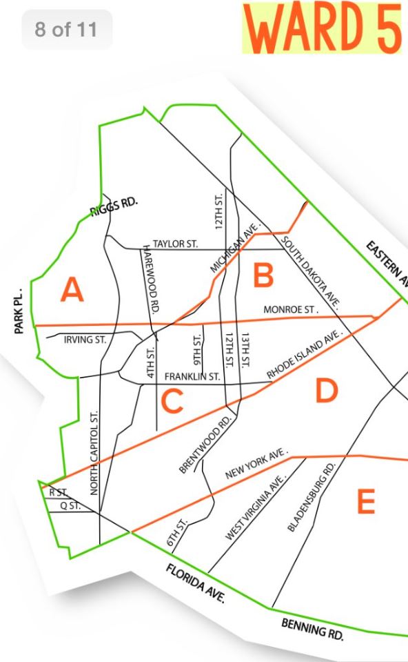 bloomingdale DC DPW leaf collection north of RI Ave NW in Ward 5 this week
