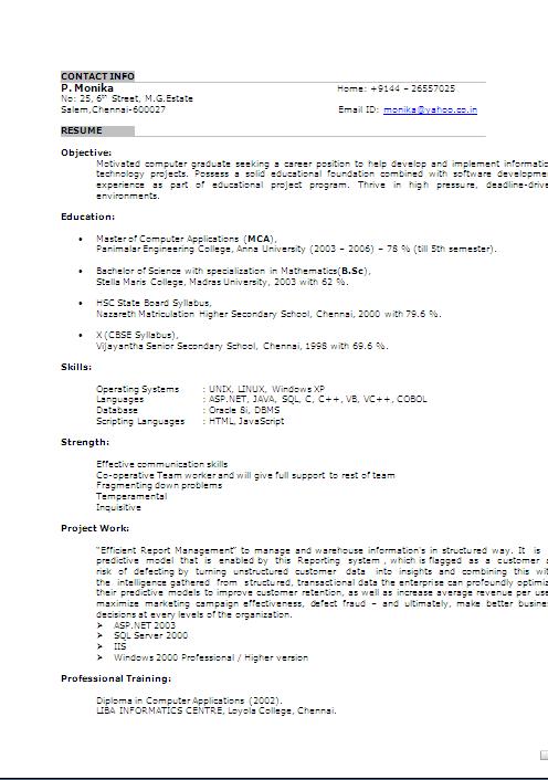 template of resume