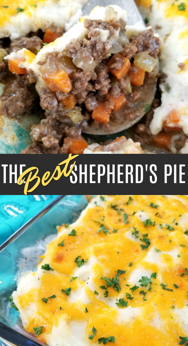 A simple but perfect recipe for Shepherd's Pie with a layer of rich meaty gravy on the bottom topped with mashed potatoes and a little cheese.