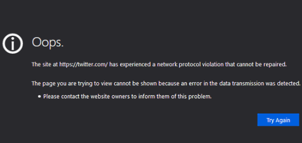 Twitter не загружается из-за проблемы с Firefox