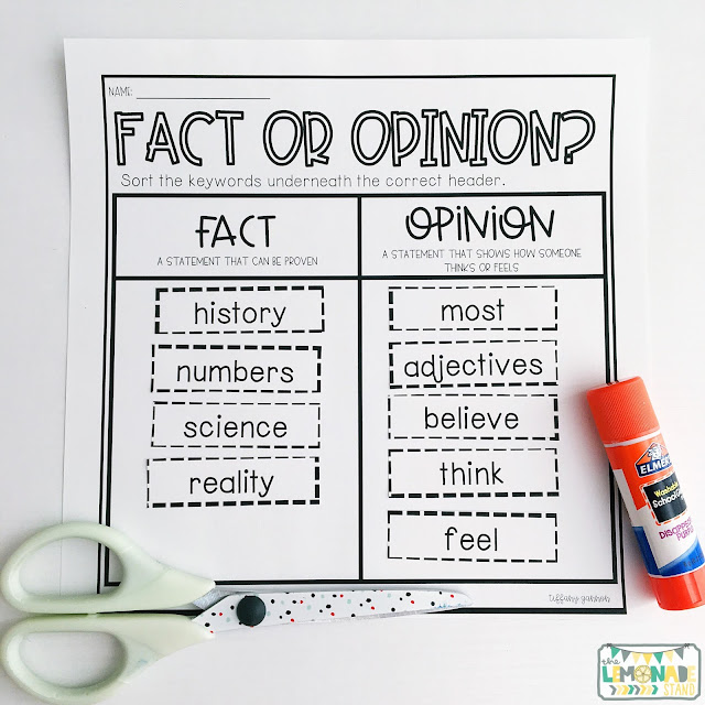 Fact And Opinion Anchor Chart Printable