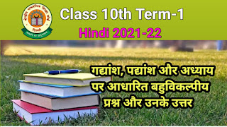 Cbse class 10 Hindi term 1 MCQ'S With solution