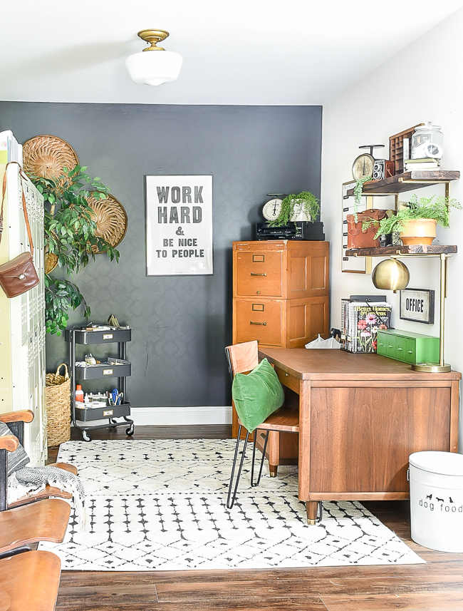 A Thrifted High Contrast Vintage Office Makeover Little House of Four Creating a beautiful