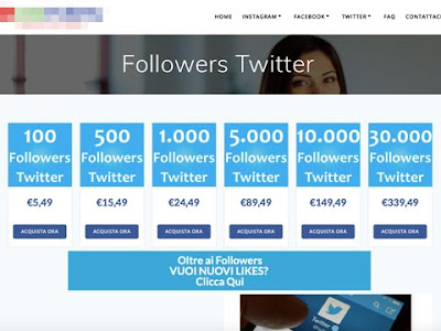 Primo sito che vende follower su Twitter
