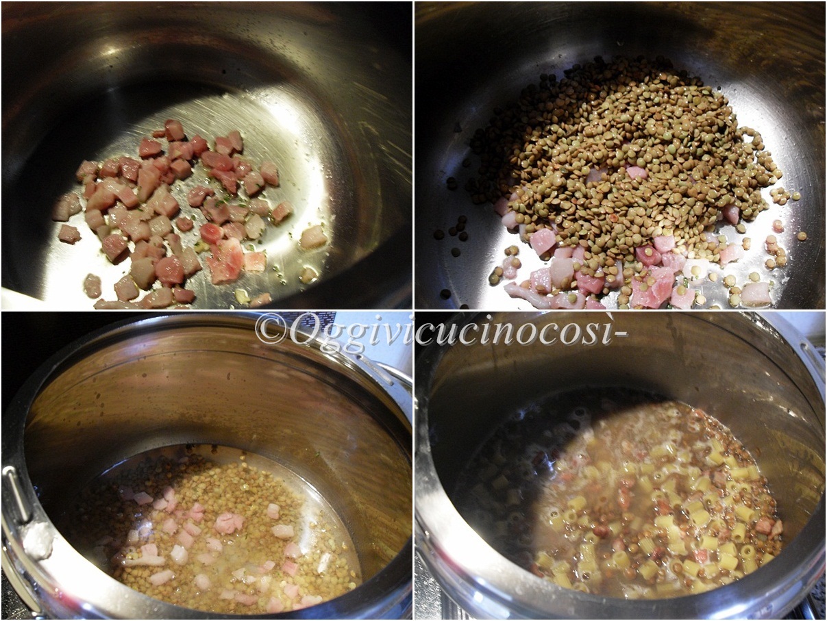 Oggi vi cucino così! Pasta e Lenticchie con pancetta.