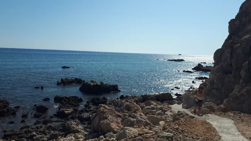 makeshift concrete path around the rocky outcrops