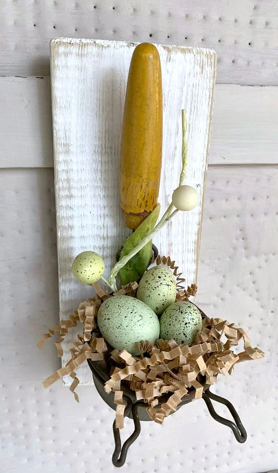 strainer filled with eggs and crinkled paper