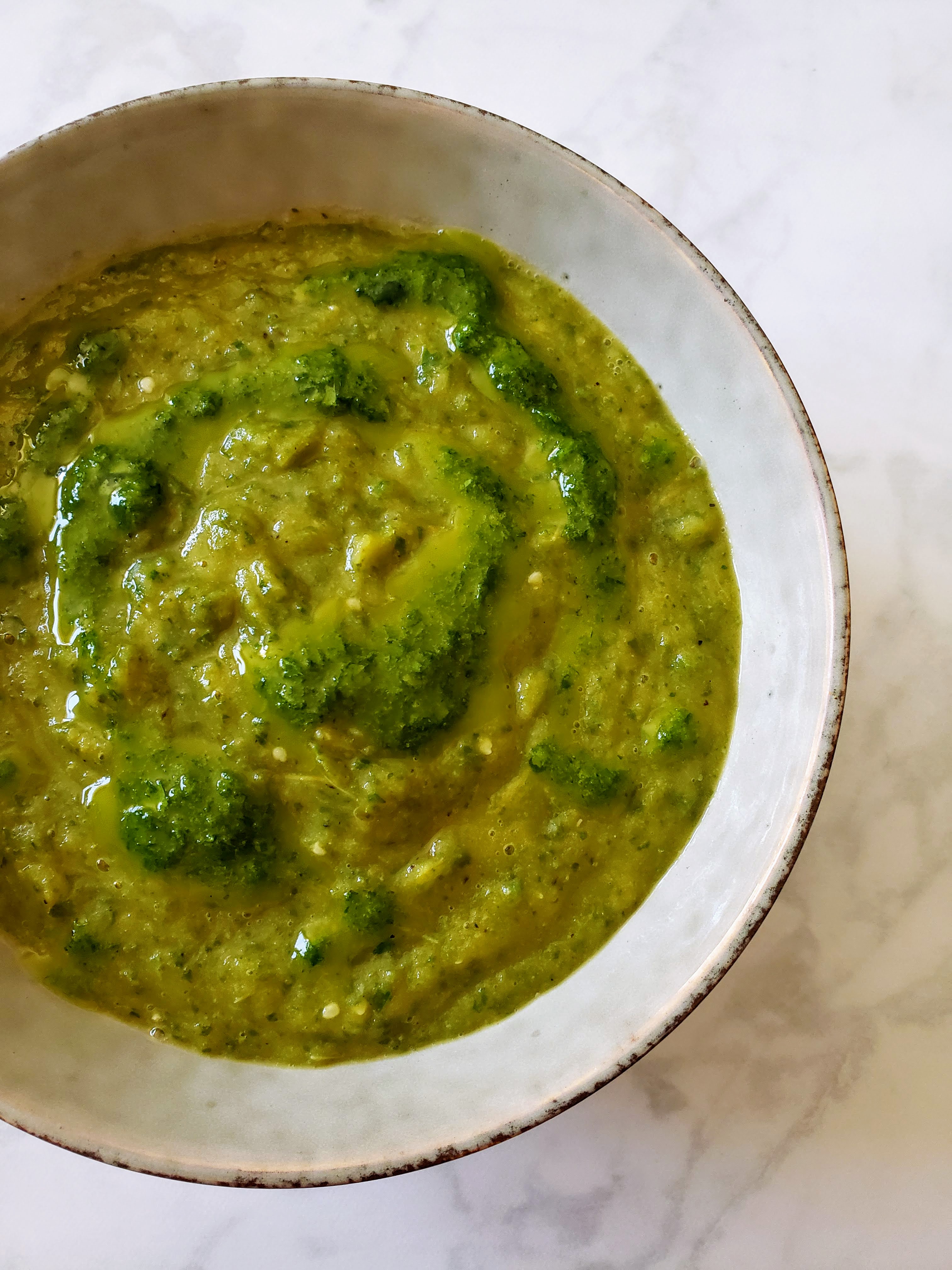 Green Tomato Soup with Herb Olive Oil