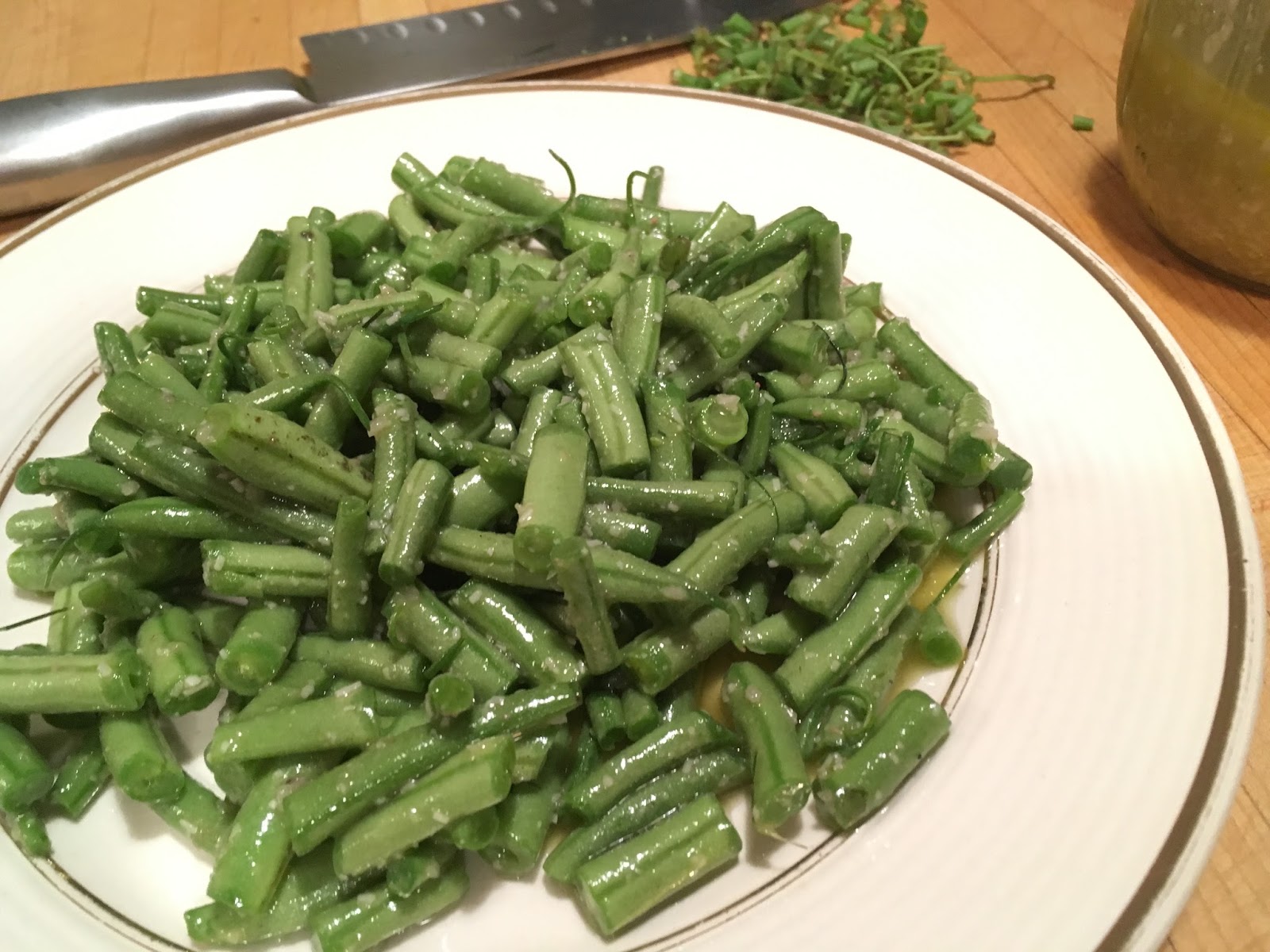 David Doesn't Bake Green Beans with Anchovy Parmesan Dressing