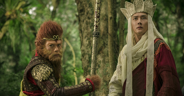Aaron Kwok and William Feng reprise their roles as Sun Wukong and Tang Sanzang respectively. monkey king 3 movie still aaron kwok