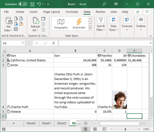 Cómo usar la función de tipo de datos automático en Excel