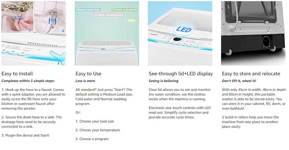 Comfee Portable Washing Machine Review And Price Comfee’ 1 6 Cu ft Port... Product Reviews