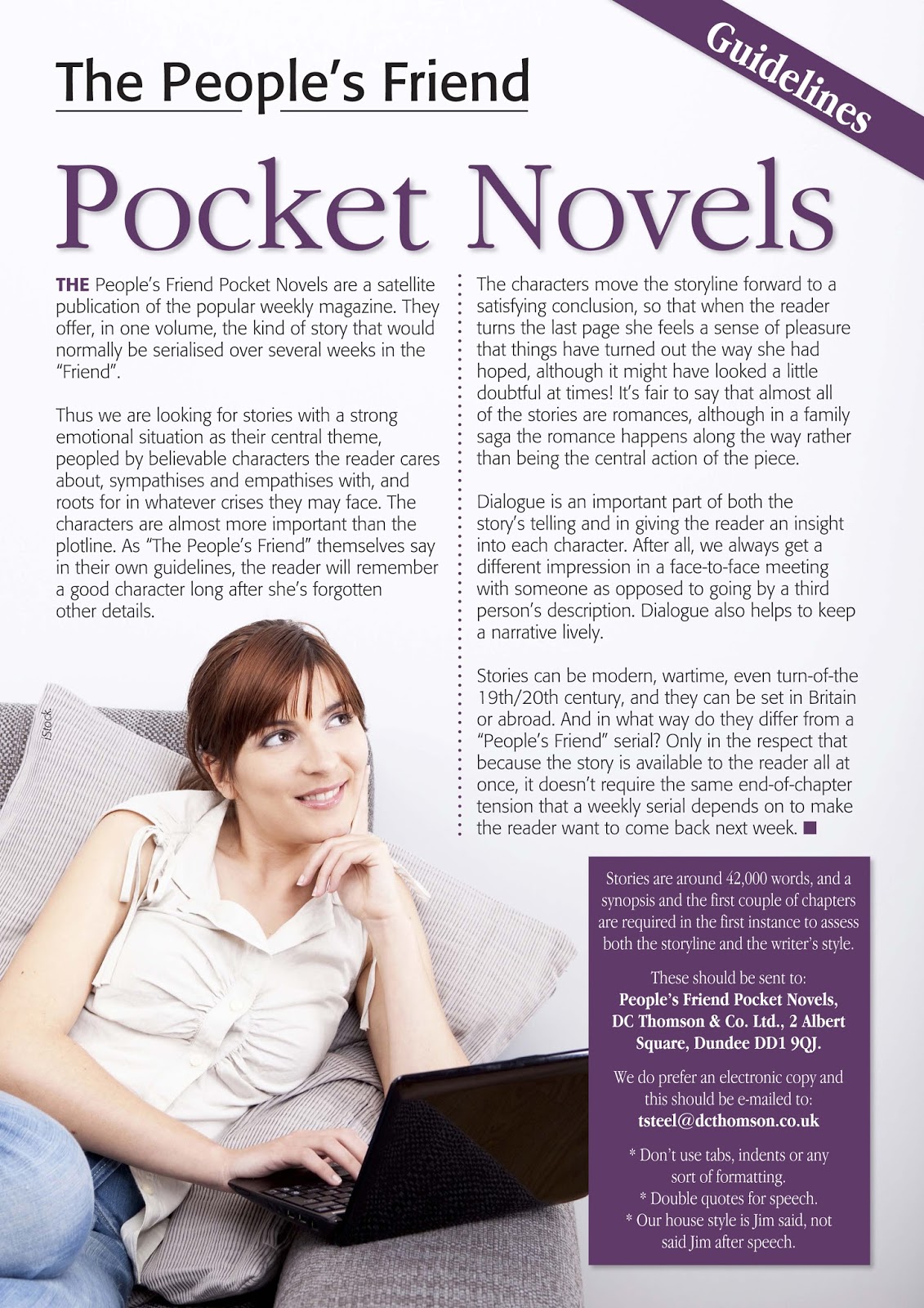 Womag and other writing People's Friend Pocket Novels latest guidelines.