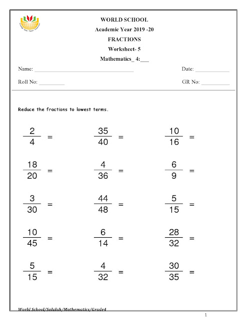 Birla World School Oman: Homework for Grade 4 as on 30/03/2020