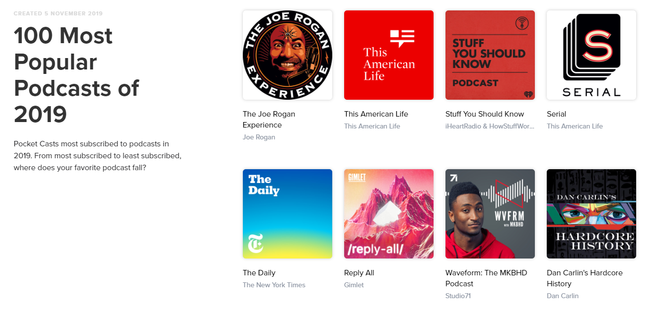 Pocket Casts' top Podcasts of 2019
