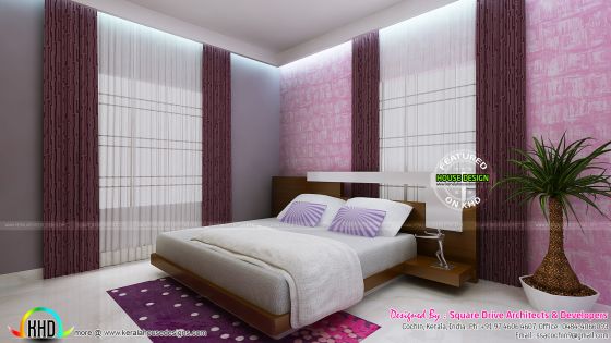 Pink color theme bedroom interior