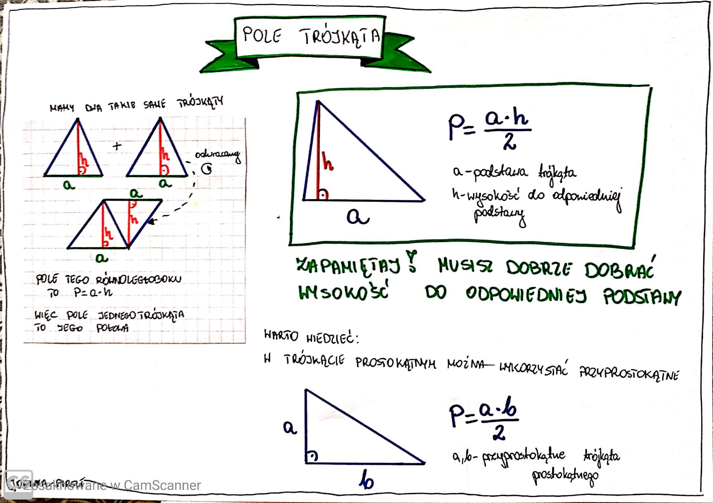 Jak Oblicza Się Pole Trójkąta Pole trójkąta - klasa 5 (21.05.2020)