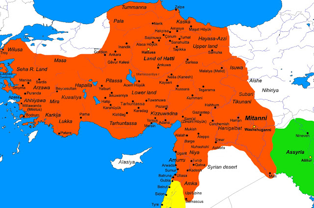 Карта Хеттской державы в XIV веке до н.э.