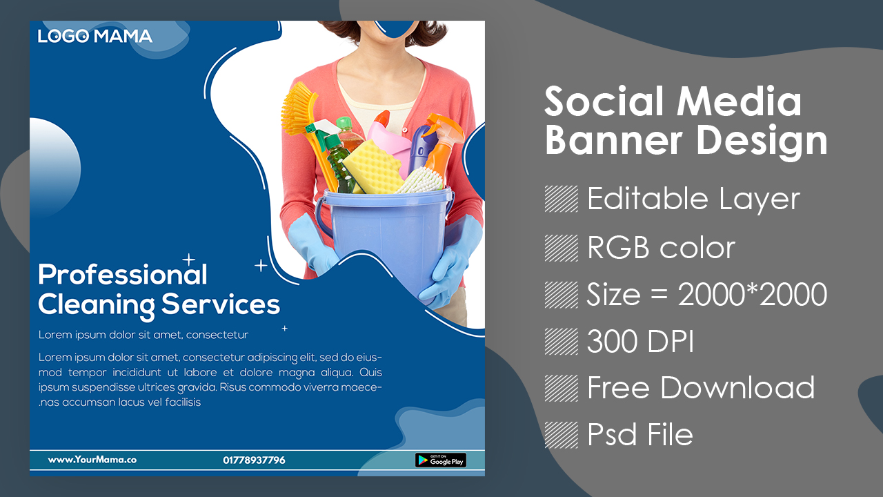 Cleaning Service Social Media Banner Design In Photoshop Tutorial