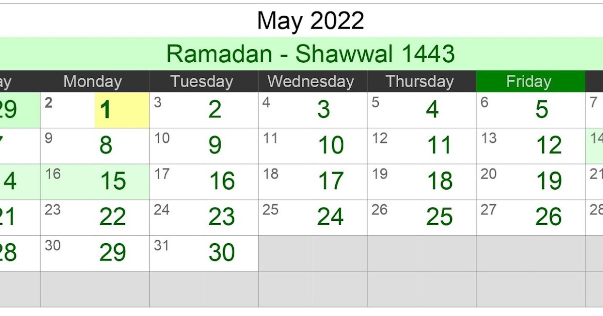 Kalender Hijriah Bulan Mei 2022 Lengkap Jadwal Puasa - Enkosa.Com