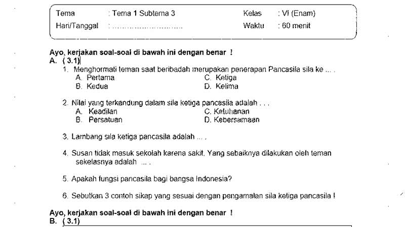 Latihan soal bahasa indonesia kelas 6 osnipa