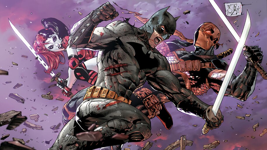 Batman vs. Deathstroke Harley Quinn DC 4K Wallpaper #